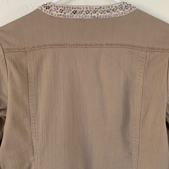 Chico’s cotton jacket tan embroidered beaded light weight - Picture 4 of 5